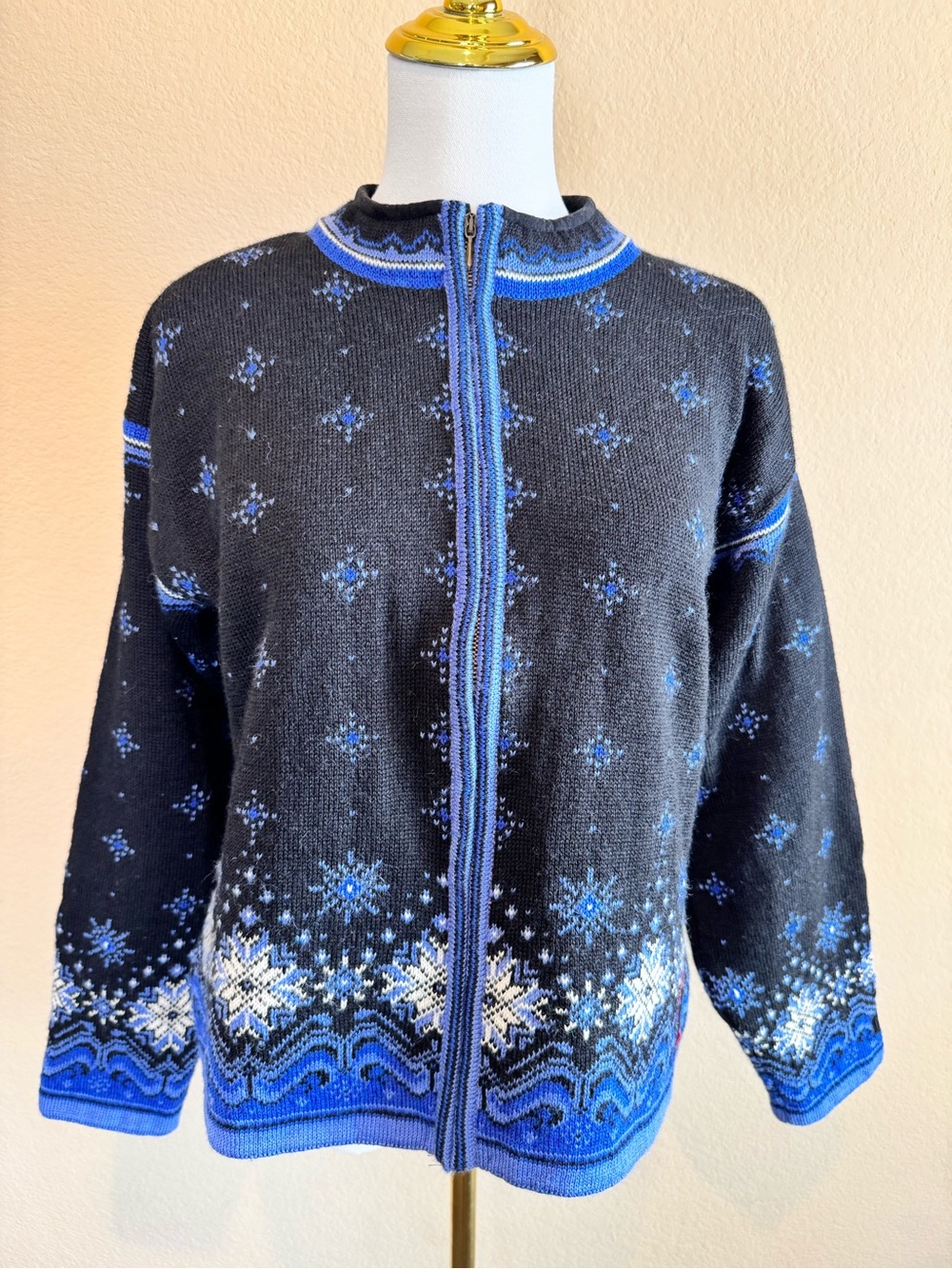 Vintage Dale of Norway US Olympic Collection Wool Cardigan Sweater Fair Isle L